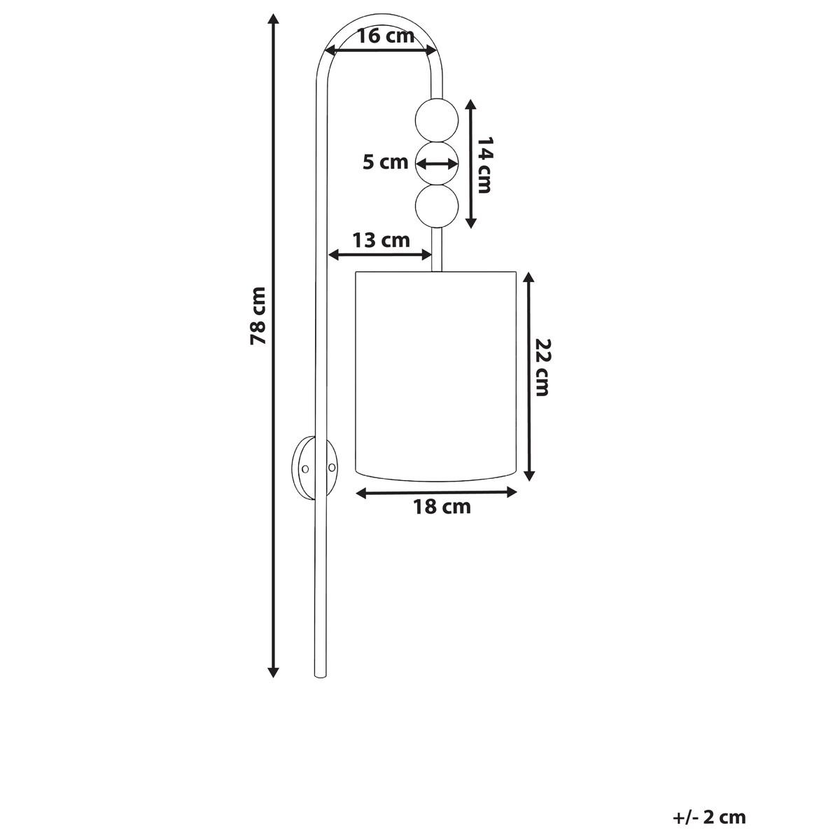 Lampa ścienna LOKY Mosiężny/beżowy Metal