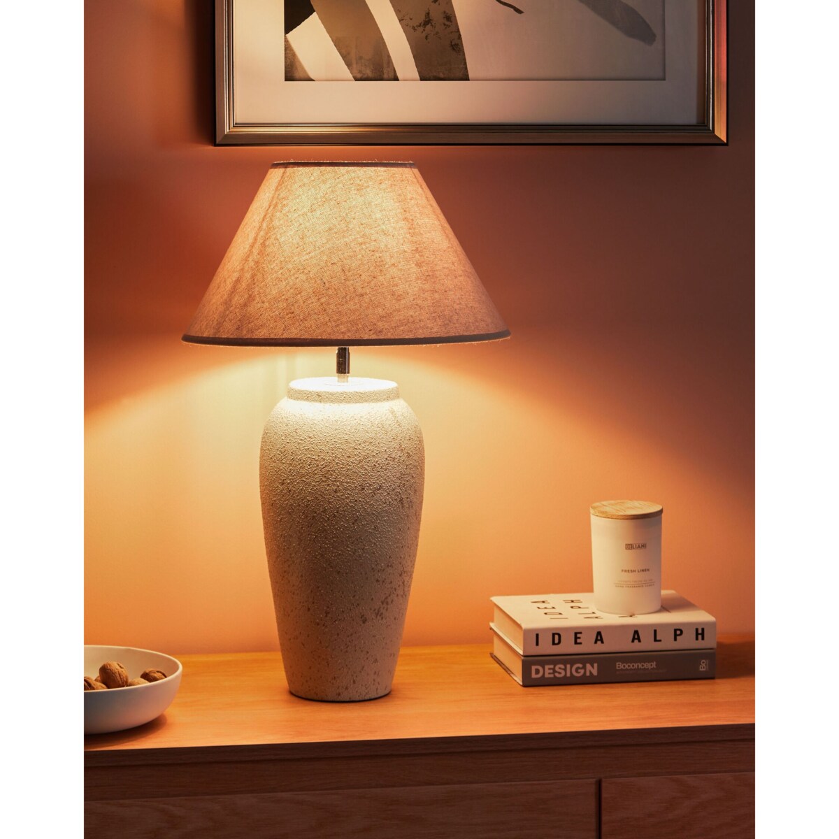 Lampa stołowa ceramiczna biała AMBLO