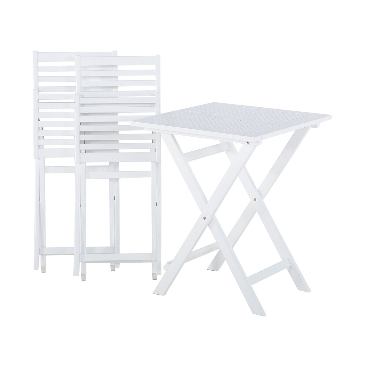 Zestaw mebli balkonowych drewniany biały z poduszkami miętowymi FIJI