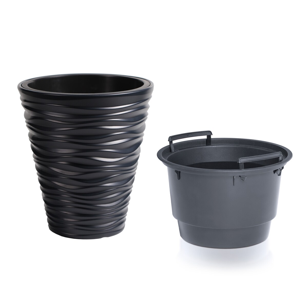 Doniczka Donica Ogrodowa 34,5 Cm Sand Okrągła Na Taras Do Ogrodu Domu Antracytowa