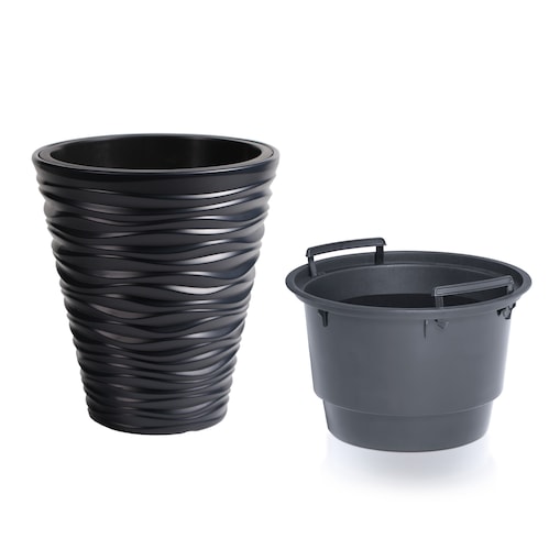 Doniczka Donica Ogrodowa 34,5 Cm Sand Okrągła Na Taras Do Ogrodu Domu Antracytowa