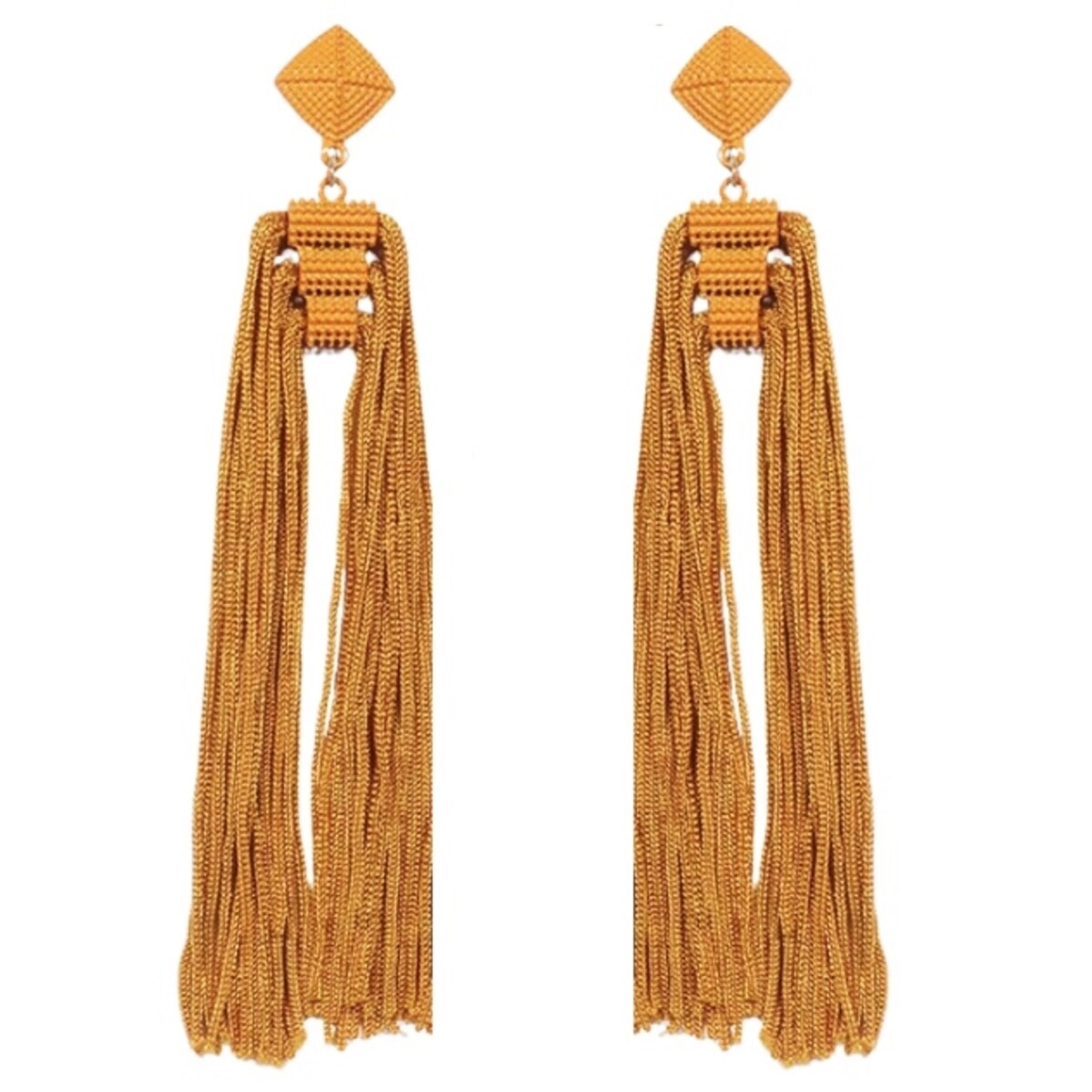 Kolczyki długie musztardowe 140mm oryginalne chwosty wiszą akrylowe efekt