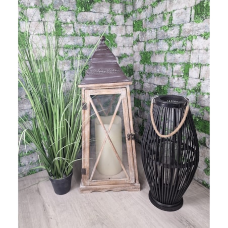 Lampion Bambusowy Rattanowy Latarnia 85 Cm Czarny