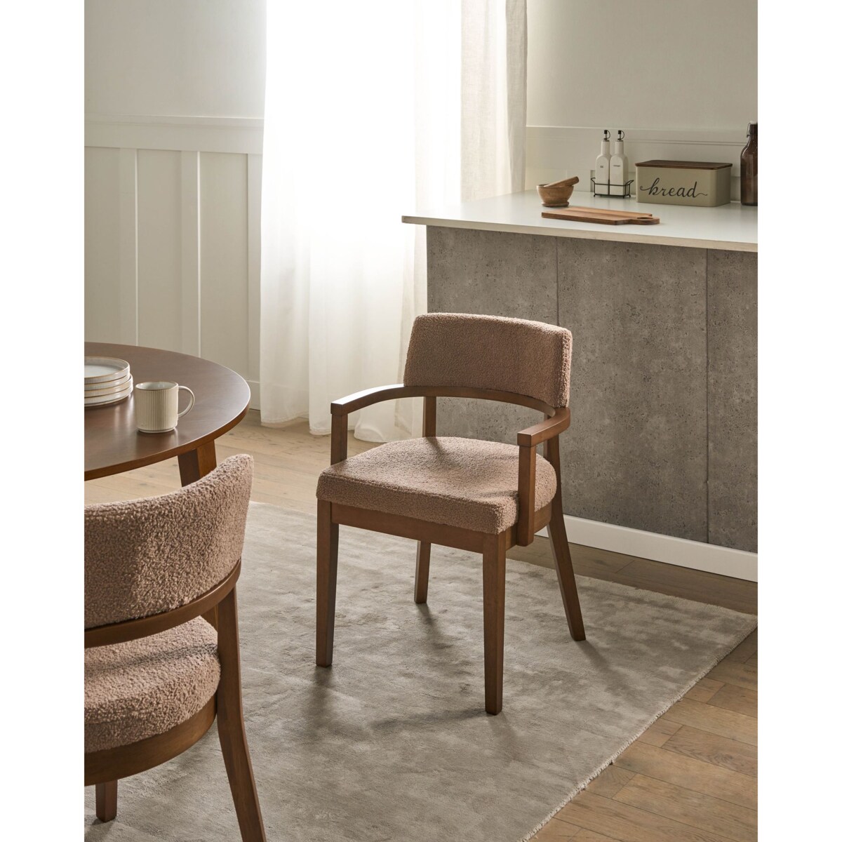 Zestaw 2 krzeseł do jadalni DALBO Boucle Ciemny brąz/ beżowoszary