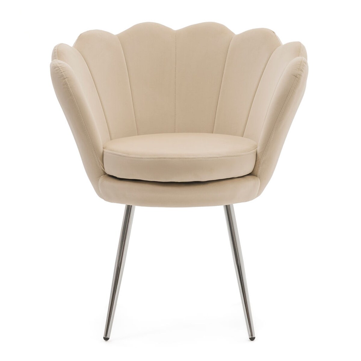 Krzesło tapicerowane Glamour SHELL srebrne nogi Muszla Muszelka beżowa