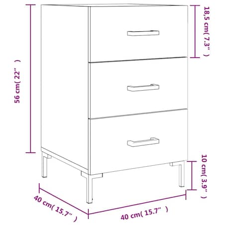 vidaXL Szafka nocna, biała, 40x40x66 cm, materiał drewnopochodny