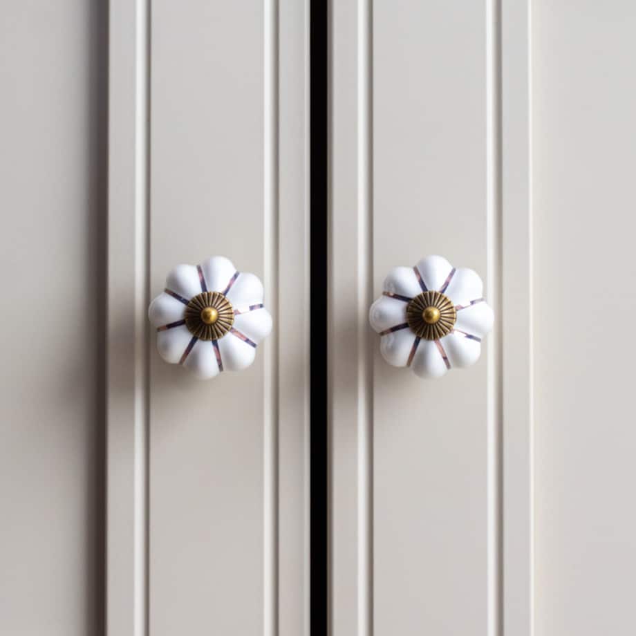 Gałka meblowa retro cermiczna uchwyt do mebli klasyczny złoty porcelanowy