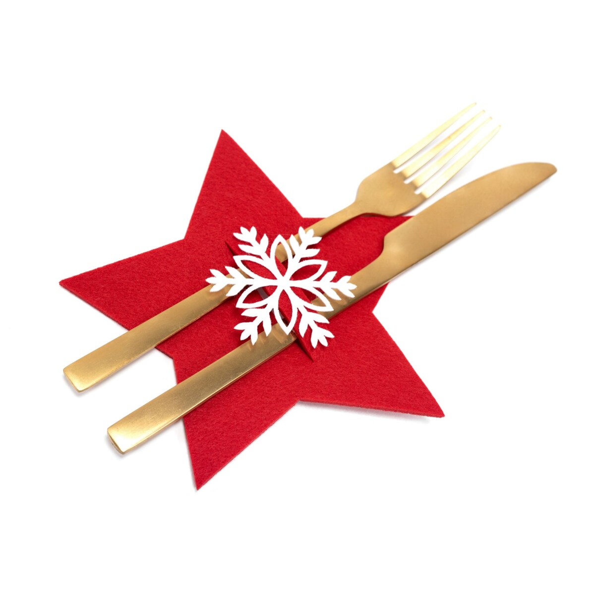 Pokrowiec na sztućce Świateczny 6 szt Gwiazda Czerwona