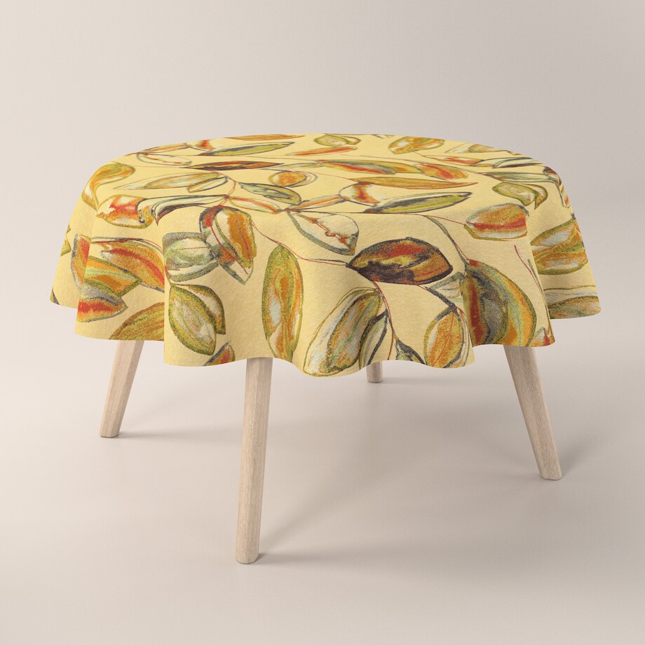 Obrus okrągły 160 x 160 cm kolorowe liście