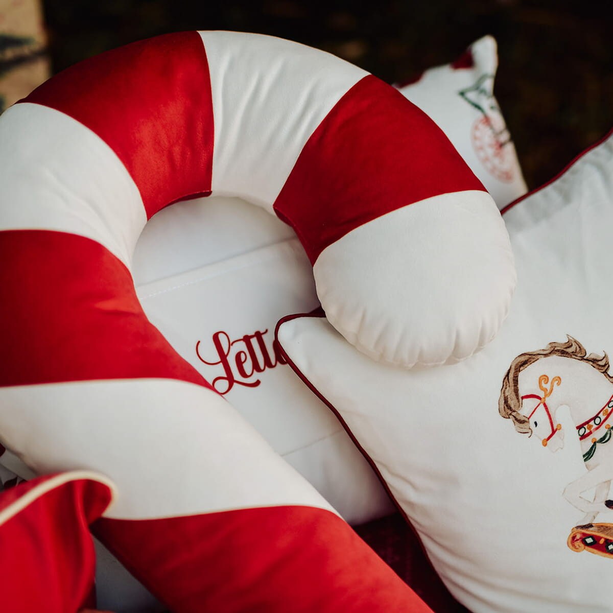 Poduszka XMAS wzór XM16 | Czerwona laska cukrowa XXL