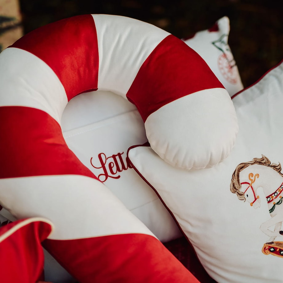 Poduszka XMAS wzór XM16 | Czerwona laska cukrowa XXL