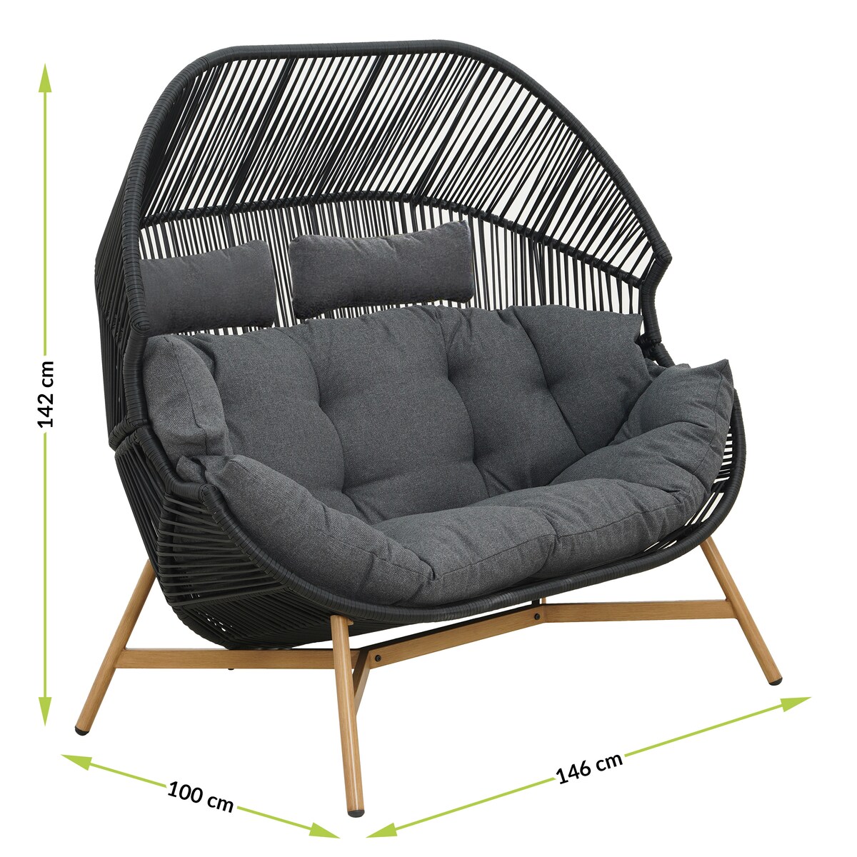 FOTEL OGRODOWY DWUOSOBOWY HOLAND Z PODUSZKAMI