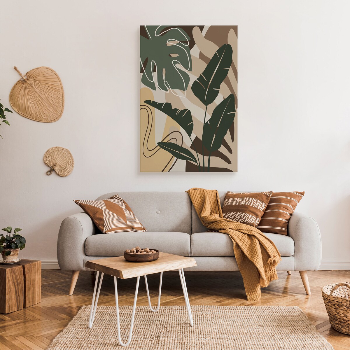 Obraz Zielone Egzotyczne Liście Monstery i Bananowca 30x40cm