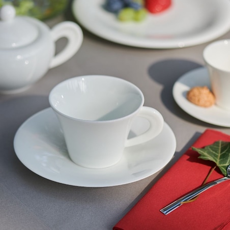 VILLA ITALIA Filiżanka do kawy herbaty porcelanowa 200 ml ze spodkiem NAOMI WHITE