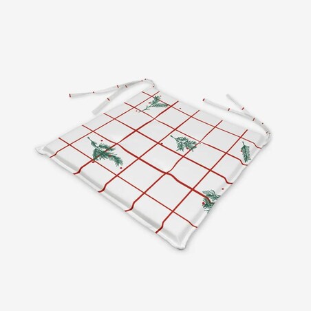 Poduszka świąteczna na krzesło - krata i gałązki