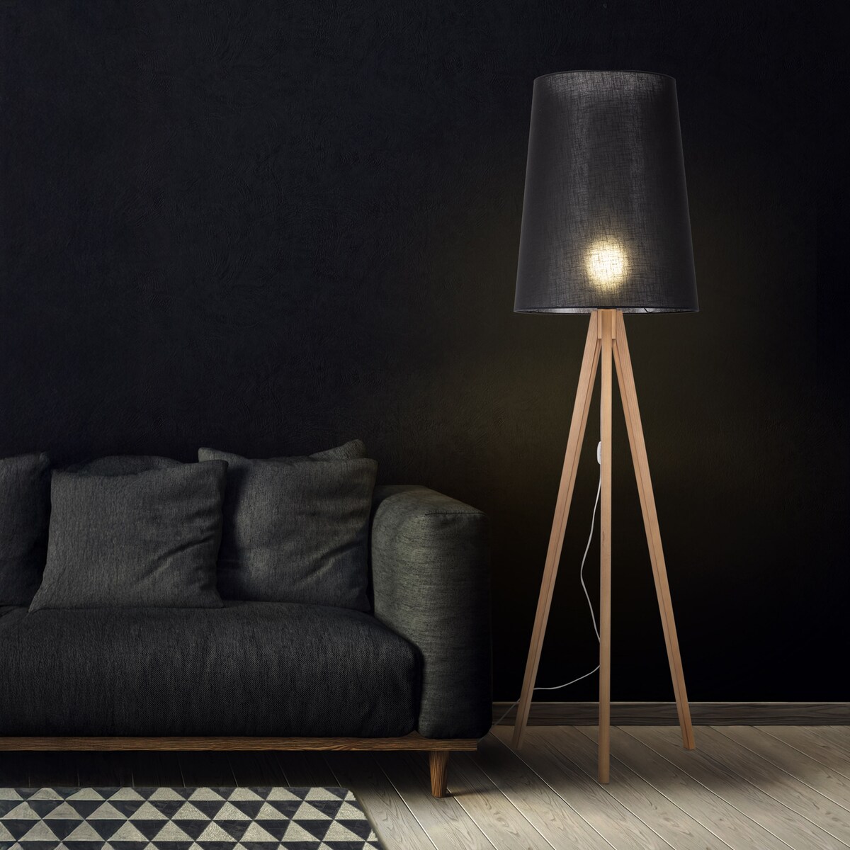Nowoczesna lampa podłogowa WALZ BLACK 5599 TK Lighting E27 grafitowa 175 cm do salonu i sypialni