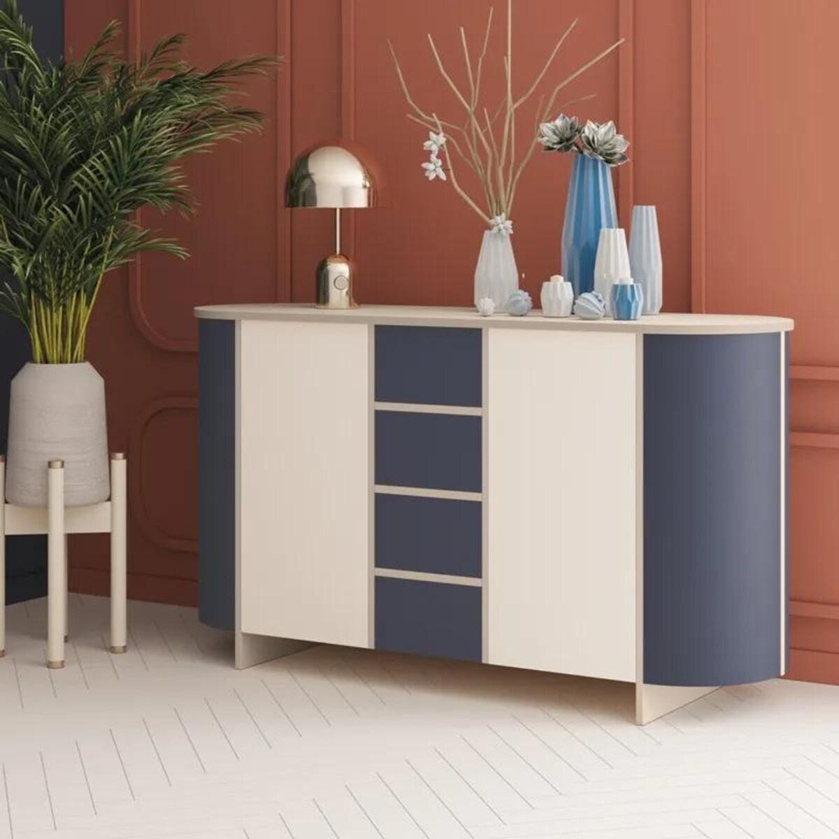 Komoda MEDUNO 163 2D4S granatowa/kaszmirowa