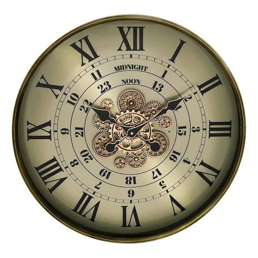 Zegar ścienny, metalowy, zielono-złoty, Michel, 60 cm