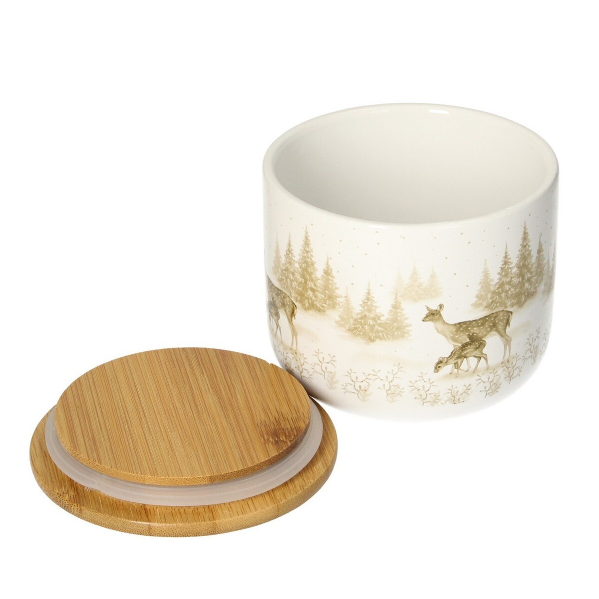 Pojemnik Winter Meadow I ⌀9cm boże narodzenie, święta, świąteczne, biały-beżowy-brązowy-naturalny, 9 x 11 x 11 cm