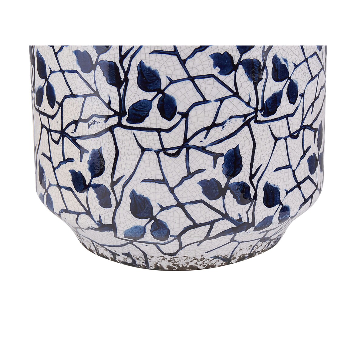 Wazon na kwiaty ceramiczny biały z niebieskim MYOS