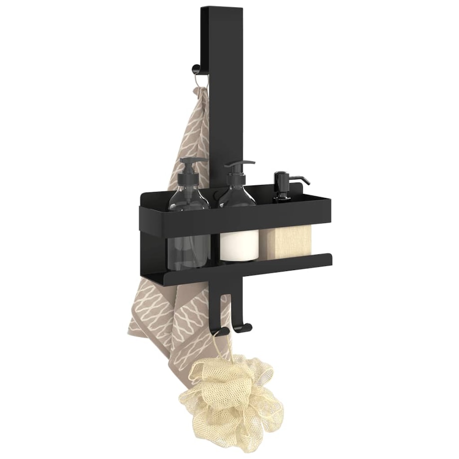 vidaXL Wiszący organizer prysznicowy, czarny mat, stal nierdzewna 304