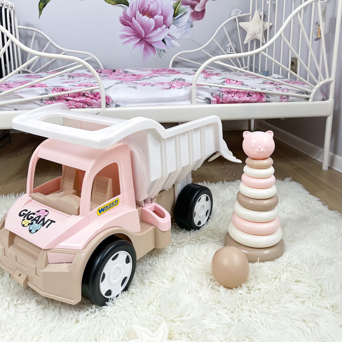 Różowa Biała Wywrotka Gigant dla Dziewczynek WADER