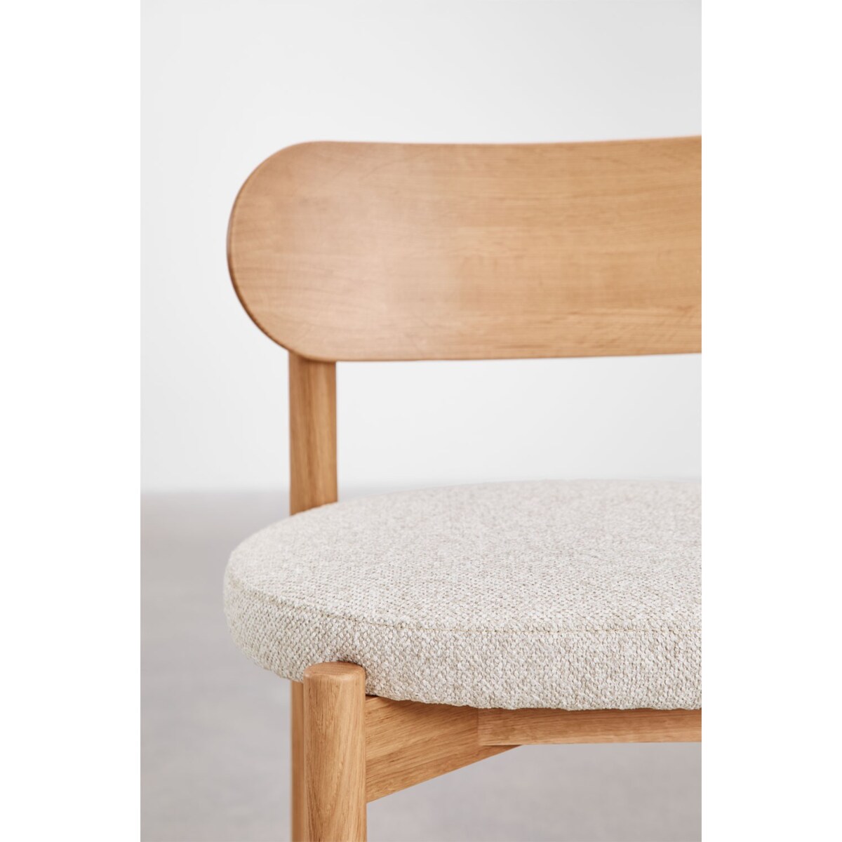 Krzesło do jadalni dębowe, naturalne, bouclé Bianca