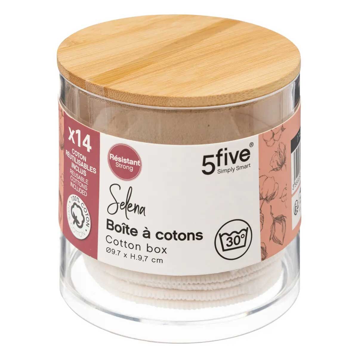 Pojemnik na waciki SELENA, z bambusową pokrywą