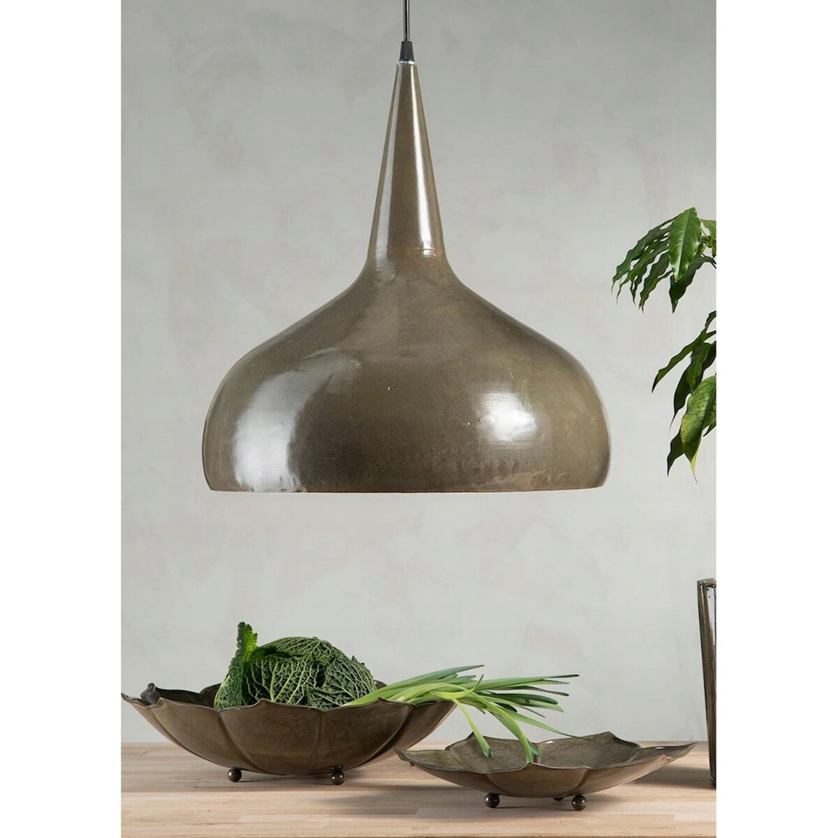 LAMPA SUFITOWA WISZĄCA NAD STÓŁ LOFT METALOWA BRĄZOWA E27 42cm DO SALONU