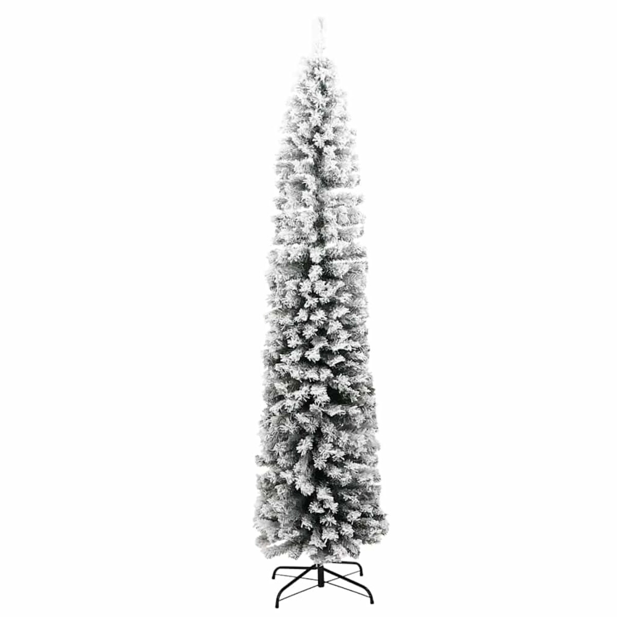 vidaXL Smukła, sztuczna choinka, zielona, ośnieżona, 210 cm, PVC