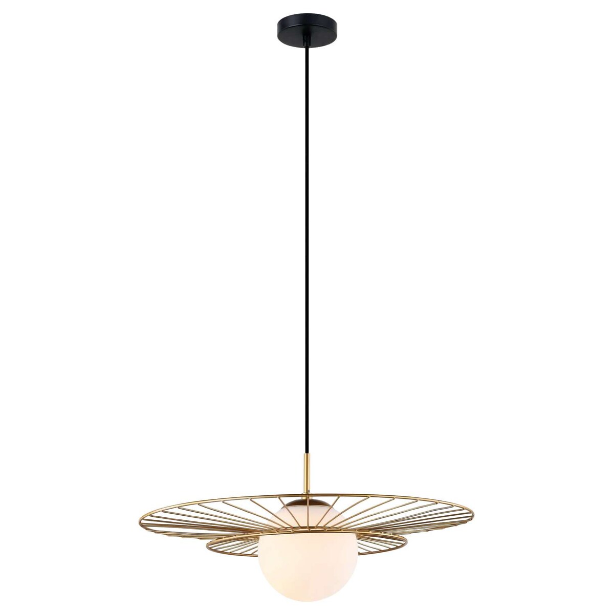 Druciana LAMPA wisząca ALISON MDM-4001/1 GD Italux okrągła OPRAWA szklana kula ball ZWIS loft złoty biały