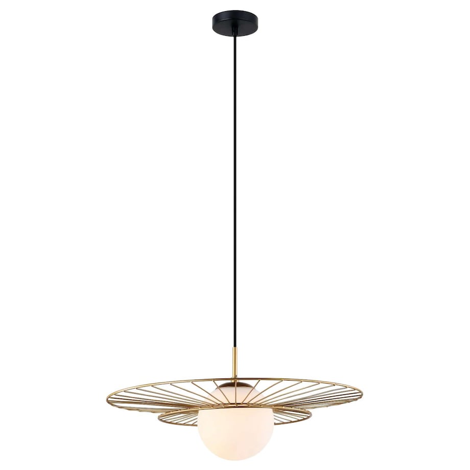 Druciana LAMPA wisząca ALISON MDM-4001/1 GD Italux okrągła OPRAWA szklana kula ball ZWIS loft złoty biały