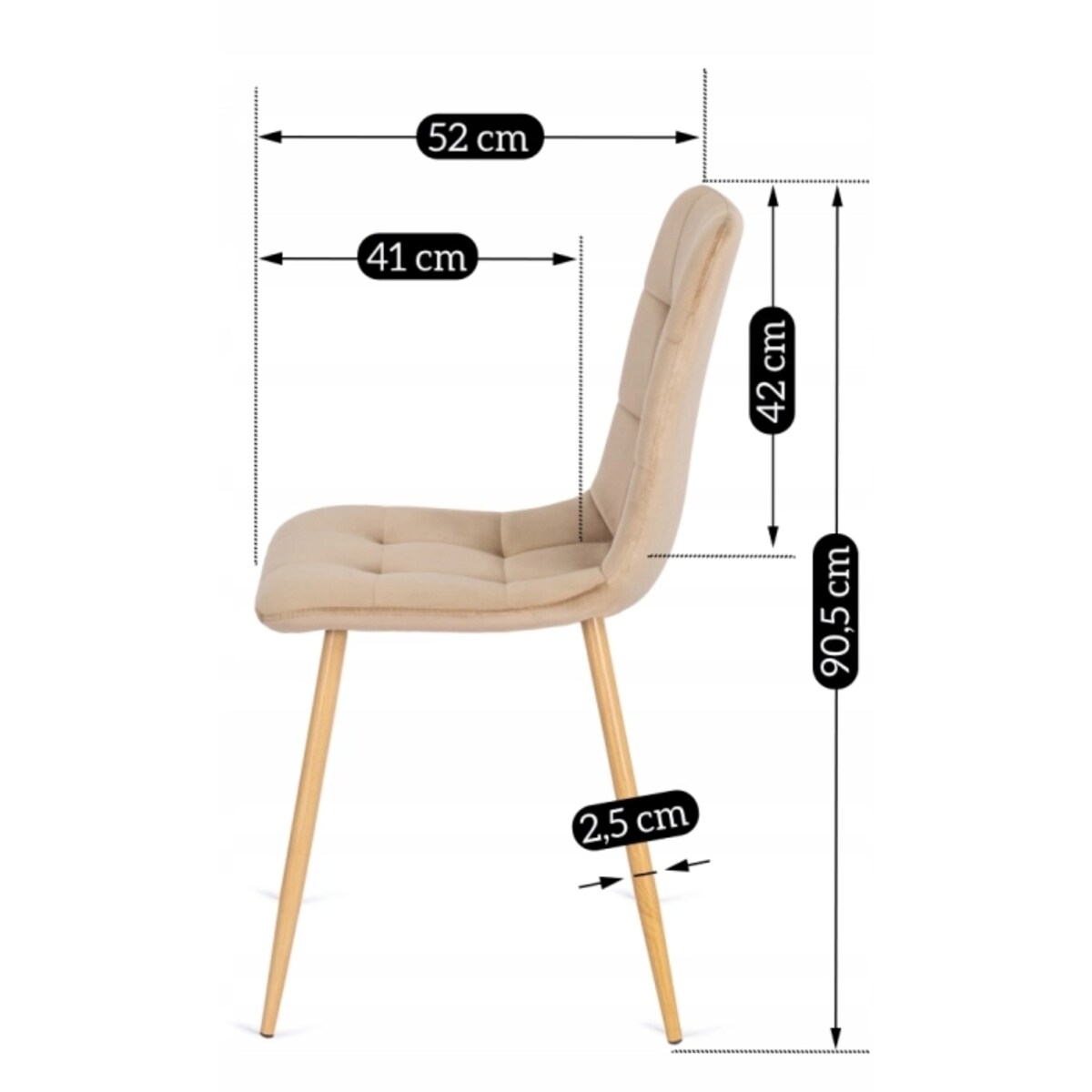 Krzesło Tapicerowane Skandynawskie Welurowe Jadalni Salon Loft Beżowe FREDY