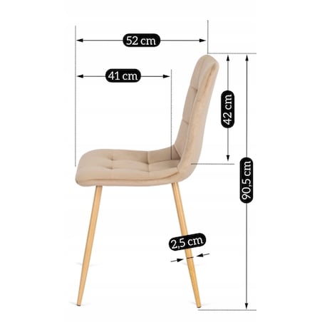 Krzesło Tapicerowane Skandynawskie Welurowe Jadalni Salon Loft Beżowe FREDY