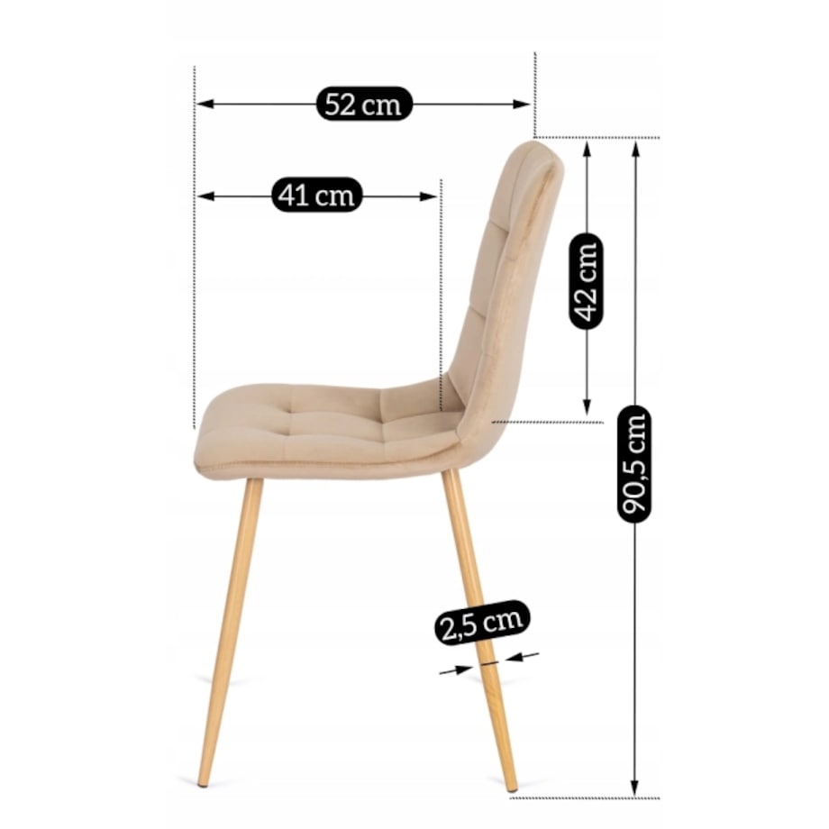 Krzesło Tapicerowane Skandynawskie Welurowe Jadalni Salon Loft Beżowe FREDY