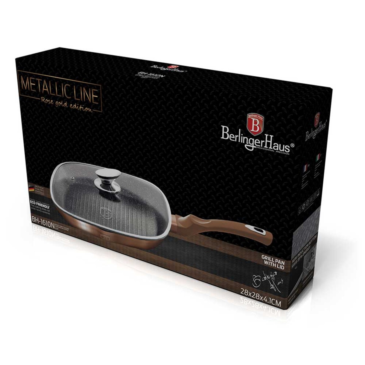 Patelnia grillowa 28 cm z pokrywką Berlinger Haus BH-1610