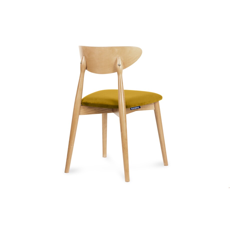 KONSIMO RABI drewniane krzesło dąb żółty welur