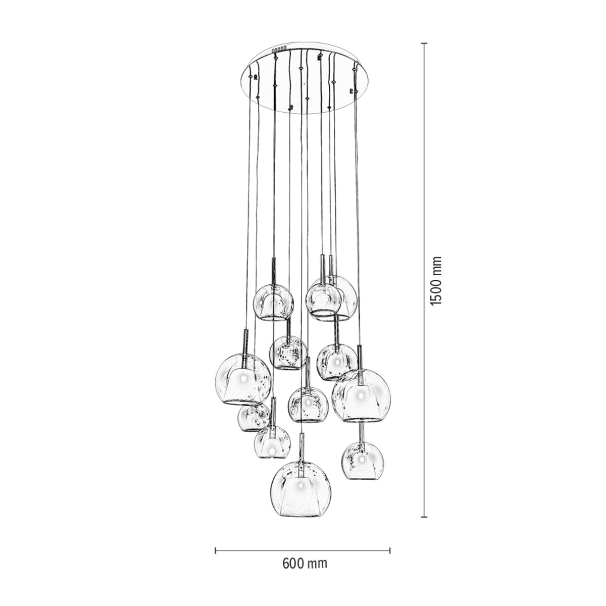 Lampa Wisząca BRITOP Lighting 12xG4 Max.20W Blask Chromu i Miedzi, Wyjątkowy Design od Polskiego Producenta, 1 szt.