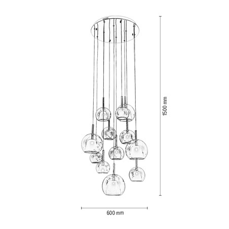 Lampa Wisząca BRITOP Lighting 12xG4 Max.20W Blask Chromu i Miedzi, Wyjątkowy Design od Polskiego Producenta, 1 szt.