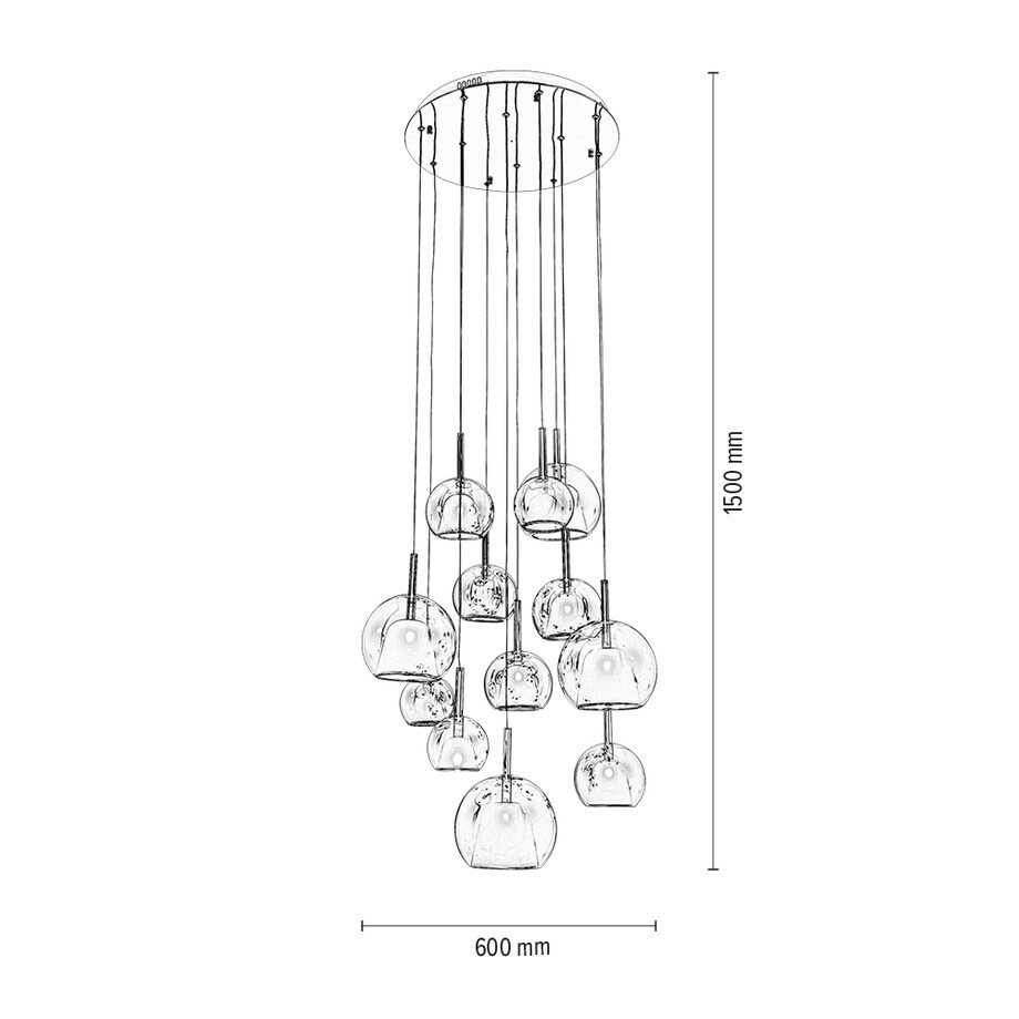 Lampa Wisząca BRITOP Lighting 12xG4 Max.20W Blask Chromu i Miedzi, Wyjątkowy Design od Polskiego Producenta, 1 szt.