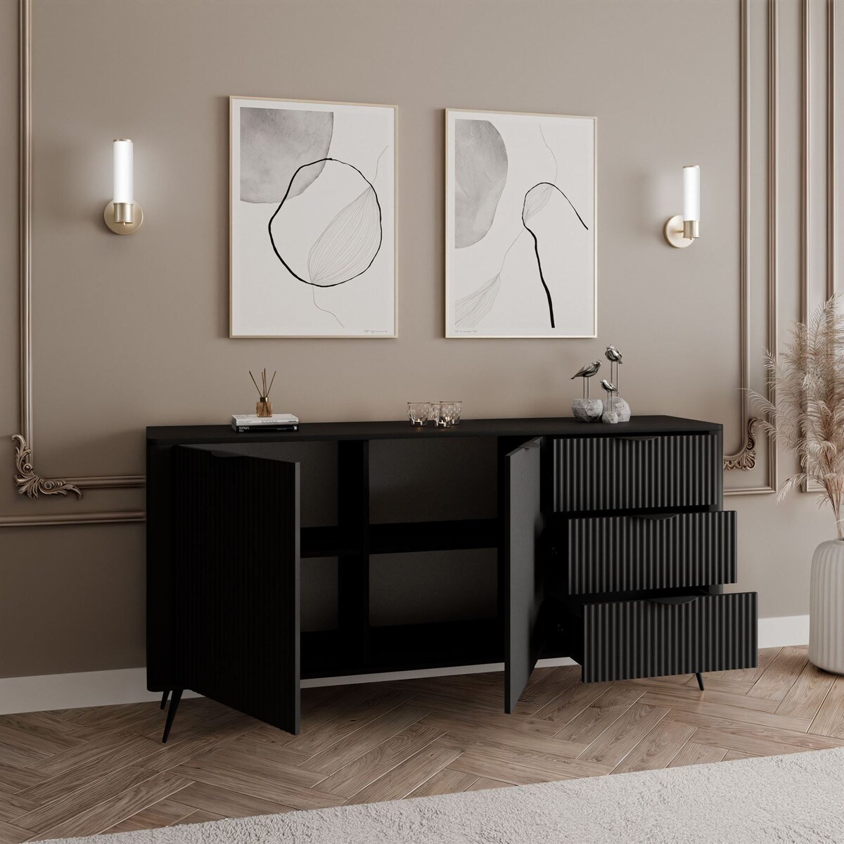 Komoda SCARLETT 163 2D3S z szufladami czarna