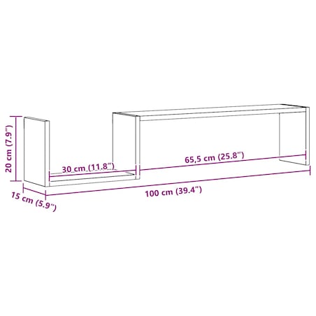 vidaXL Półki ścienne, 2 szt., brązowy dąb, 100x15x20 cm