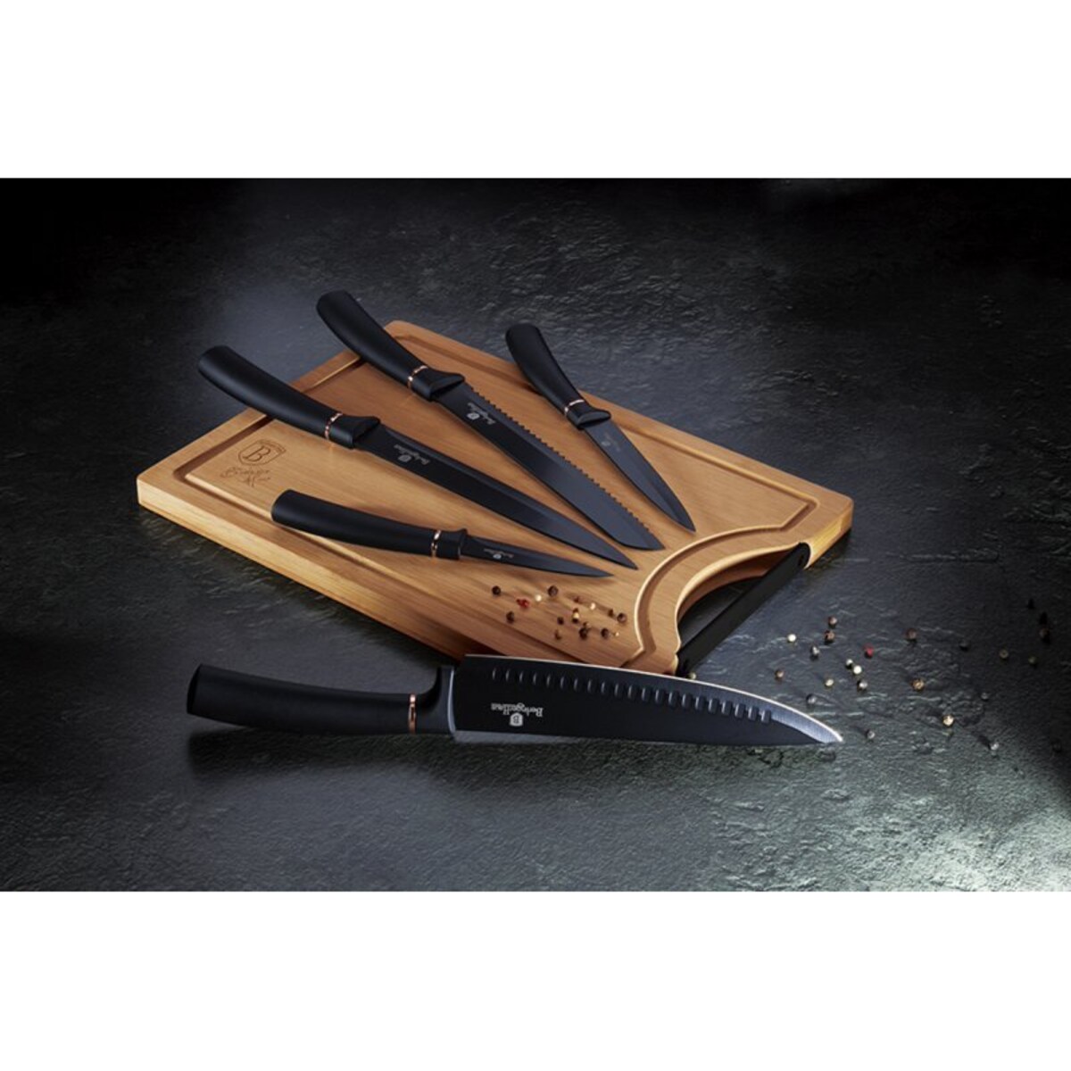 Zestaw pięciu noży z bambusową deską Berlinger Haus BH-2550