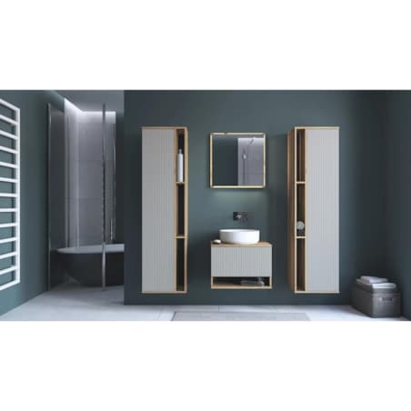 Lustro łazienkowe AVIOLA 60cm dąb artisan z oświetleniem LED