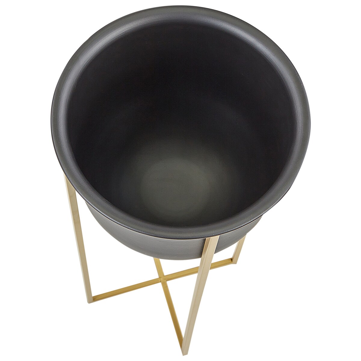 Zestaw 2 doniczek na stojaku metalowe czarne THUJA