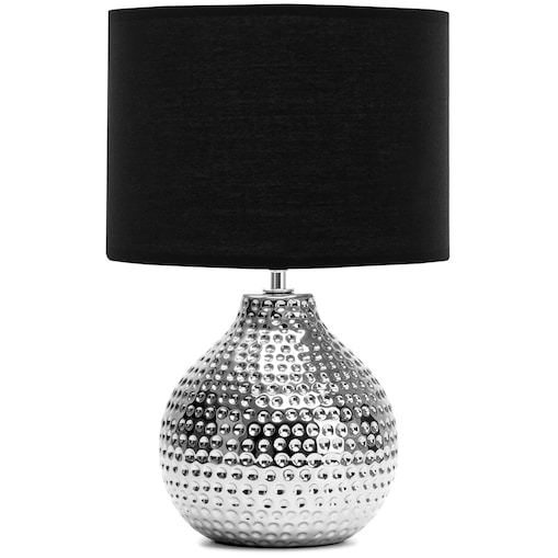 KONSIMO NIPER elegancka lampa stołowa srebrno-czarna