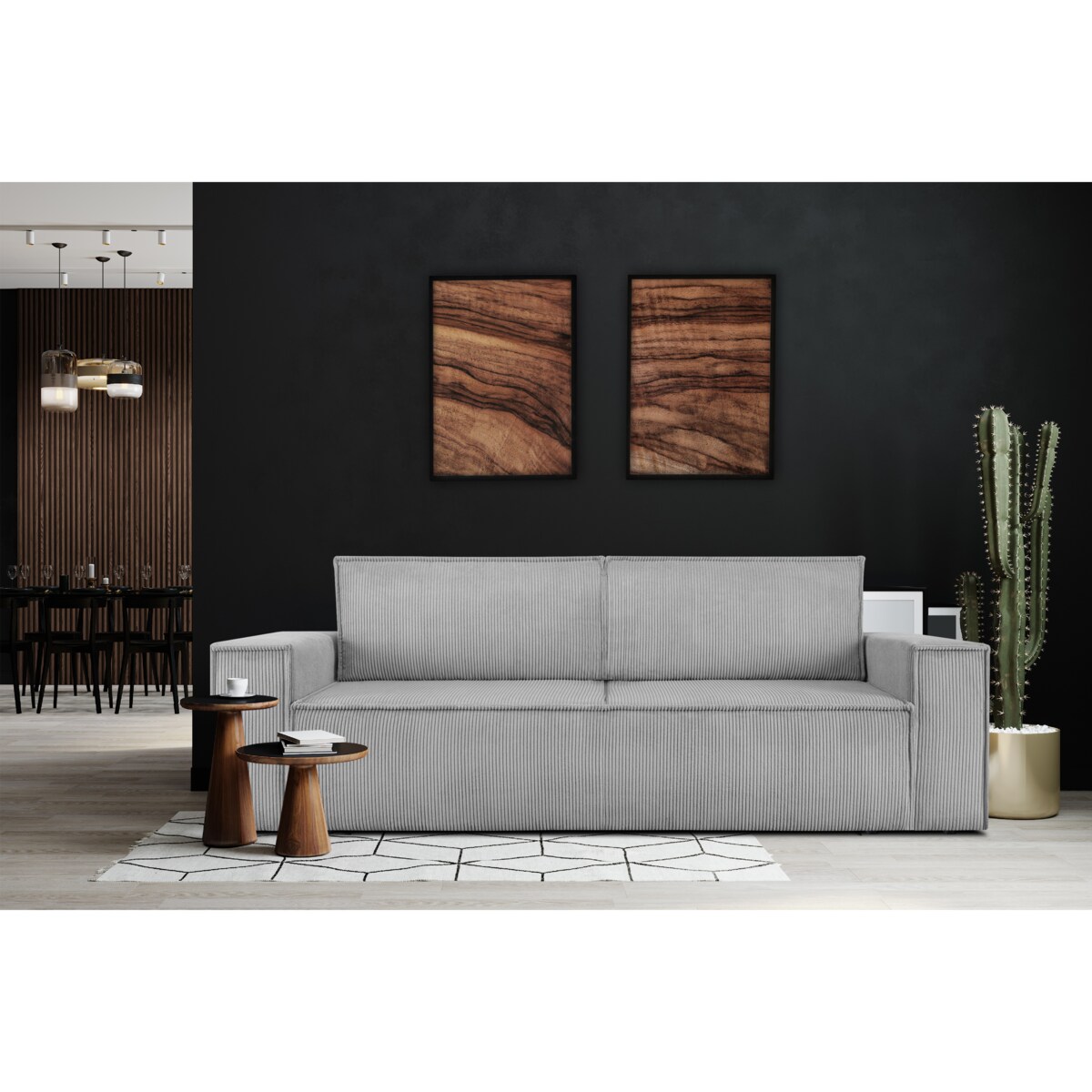 KONSIMO NAPI Sofa 3-osobowa z pojemnikiem na pościel, jasnoszara