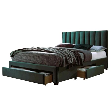 Łóżko tapicerowane GRACE 140x200 ciemno zielone