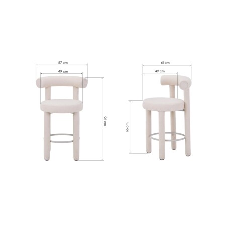 Hoker beżowy/boucle/tapicerowane nogi 95x57x61 cm PEDRINO, 2 szt.