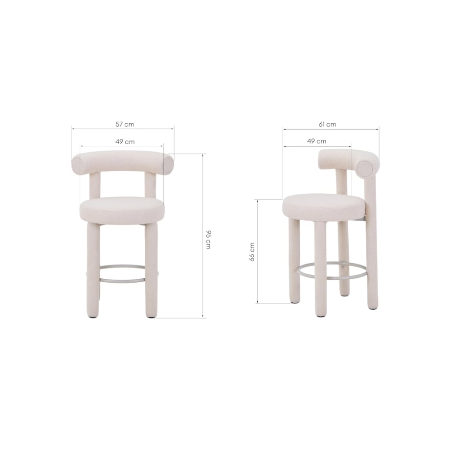 Hoker beżowy/boucle/tapicerowane nogi 95x57x61 cm PEDRINO, 2 szt.